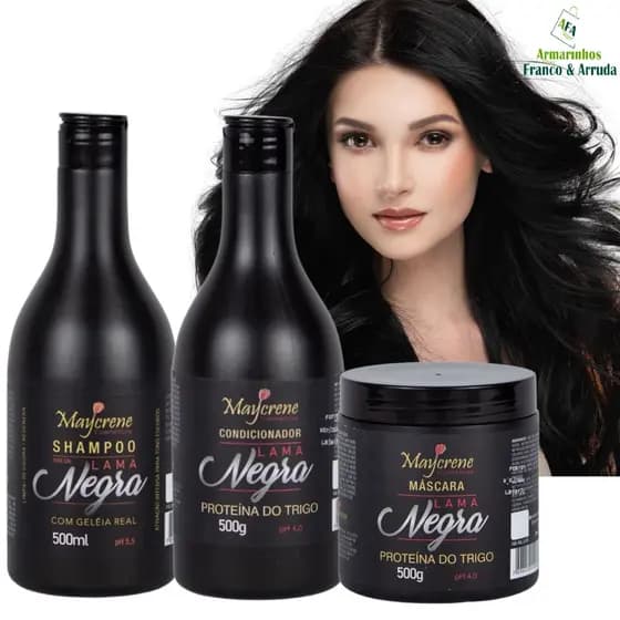 Kit Matizador Lama Negra Cabelos Escuros Maycrene 500ml