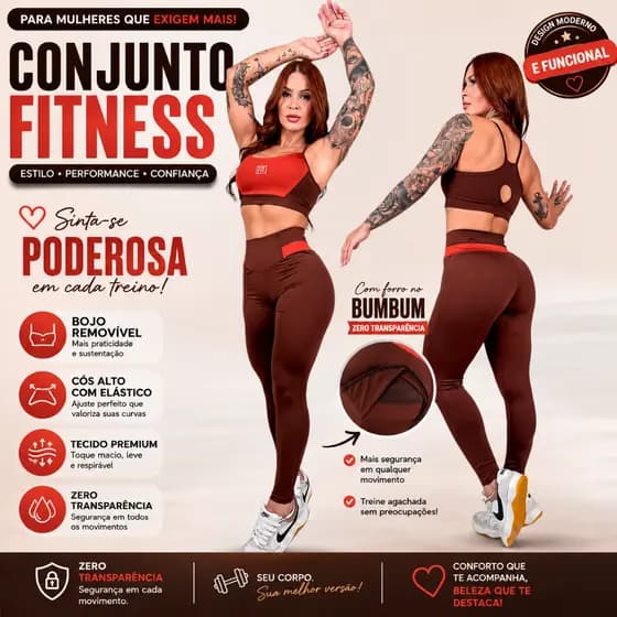 Conjunto Fit Academia Bicolor | Top e Calça Legging | Com Forro no Bumbum Zero Transparência