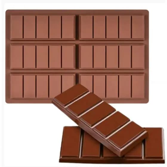 Molde Barra de Chocolate de Silicone 6 Cavidades Forma