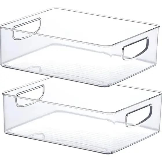 2 Organizadores Acrilico Armario Cozinha Geladeira - Cor Transparente
