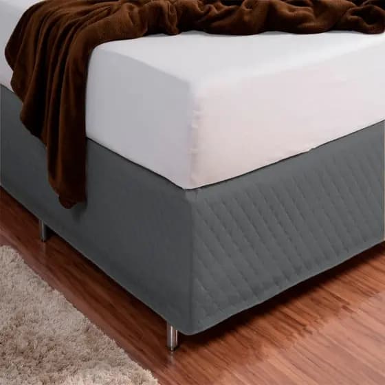 Saia Box Matelada com Elástico Solteiro Cinza