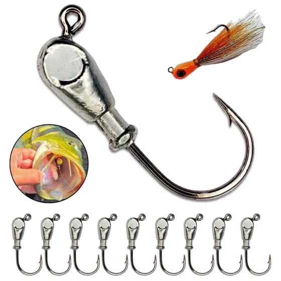 Jig Head Anzol Pesca Kit 10un Atado Two Jig de Pena Xuxinha Robalo Tucunaré Traíra Isca Artificial