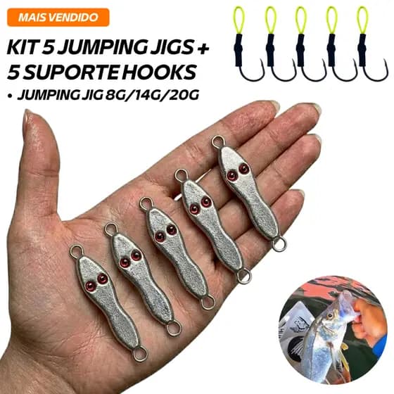 Micro Jumping Jig Pesca Isca Artificial SEM PINTURA Sapinho Chumbo + Suporte Hook Anzol Kit 5