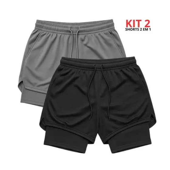 Kit 2 Shorts Masculino de Treino 2 em 1