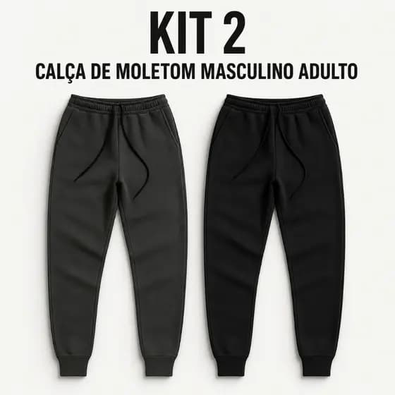 Kit 2 Calça Moletom Peluciadas Com Punho e Elástico de Ajuste