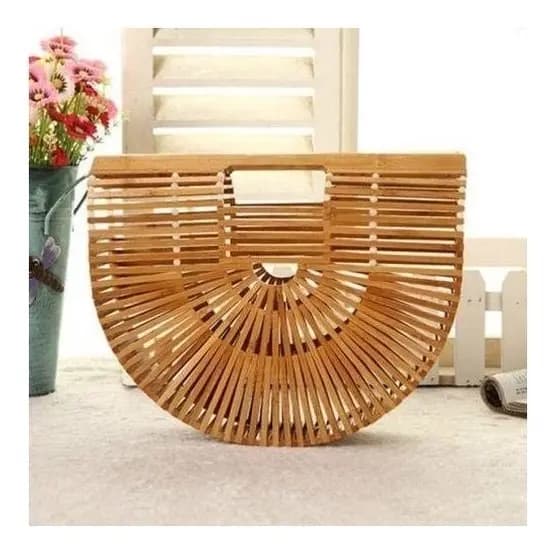 Bolsa Feminina De Bambu. Luxuosa, Praia, Passeios. Look.