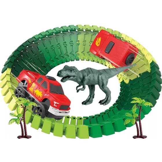 Trilha de Dinossauro Monta e Desmonta 52 Peças, Fácil Montagem Com Carrinho Track