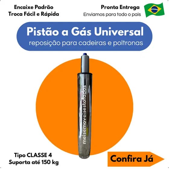 Pistão A Gás Coluna Para Cadeira De Escritório Gamer Reforçado Classe 4 Universal
