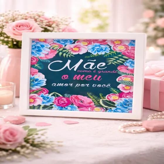 Presente Para Mãe Quadro Decorativo Dia Das Mães Floral Porta Retrato Mãe Melhor Amiga