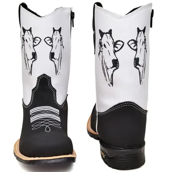 Bota Country Boi Infantil Unissex em Couro Ecológico – Zíper Lateral, Sola Antiderrapante (24 a 35)