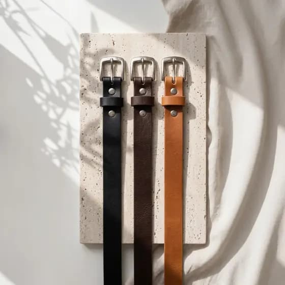 Kit 3 Cintos Femininos Finos Couro Eco Montana | Fivela Pequena Prata, Fashion Preto, Marrom e Caramelo