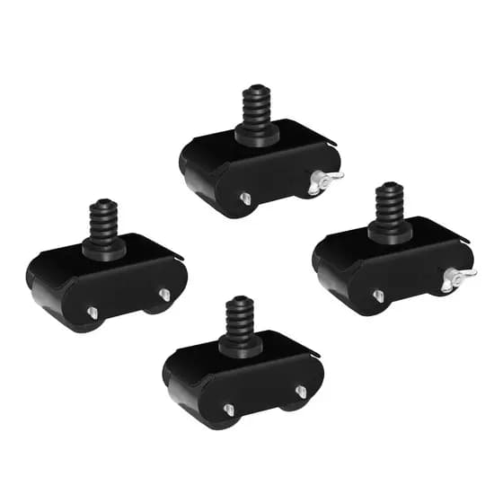 Pés com Rodízios Standard Clean com Trava para Fogão, Geladeira ou Freezer Kit Com 04 Un Quality Preto