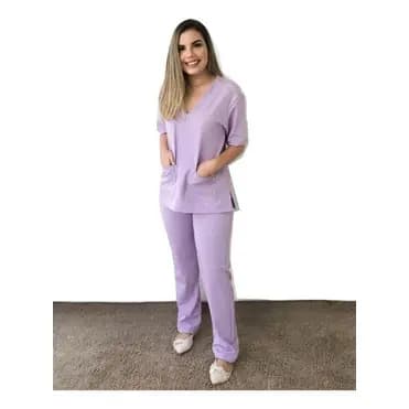 Pijama Cirúrgico Lilás - Scrub Conjunto - Nome Grátis -