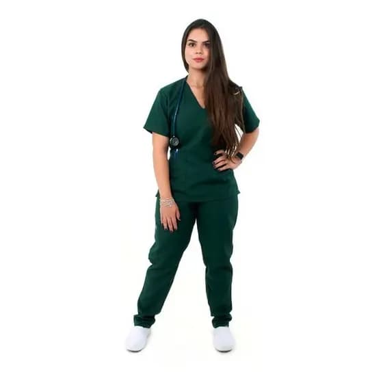 Conjunto Pijama Cirúrgico Scrub feminino Verde Escuro