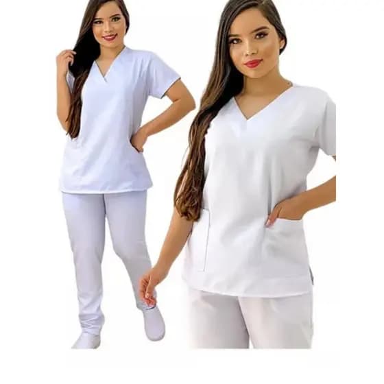 PIJAMA CIRÚRGICO BRANCO COM ELASTANO - NÃO É TRANSPARENTE