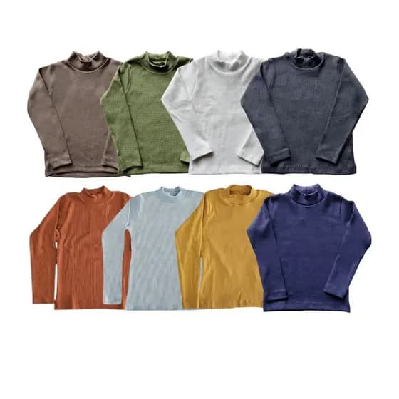 Kit 3 Peças Blusa Gola Alta Canelada Cacharrel Infantil Menino Tamanho 1 ao 16 Anos