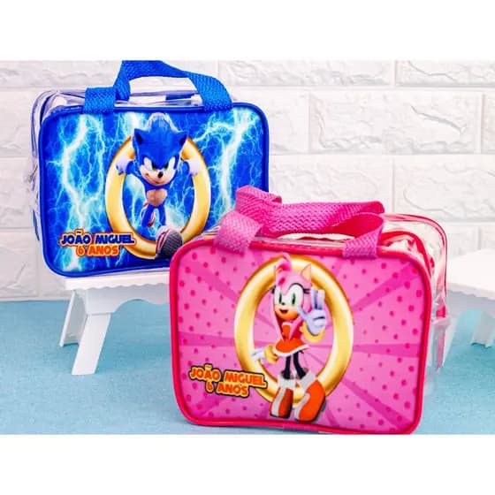 Estojo ou Lancheira Personalizada Sonic Aniversário Infantil Festa Lembrancinha Dia das Crianças