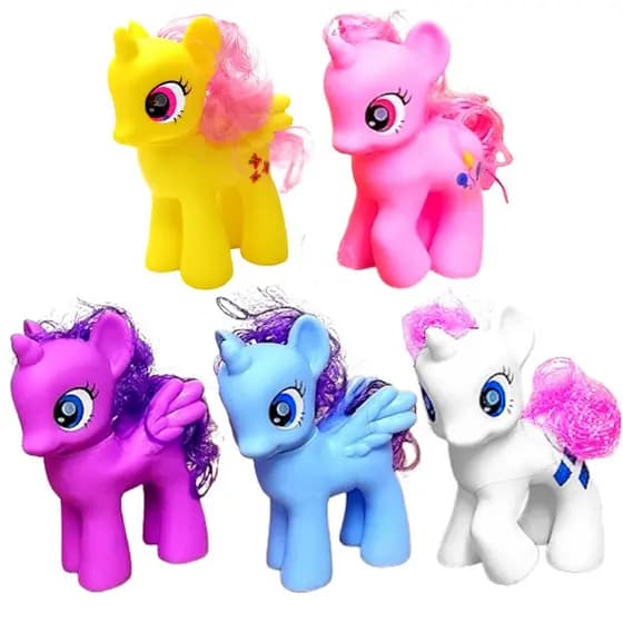 Coleção My Pony 5 Unicórnios no Ovo Little Horse Ponei Azul Roxo Rosa Branco e Laranja