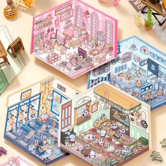 Adesivos 3d Miniatura Cenário De Paisagismo Kawaii Fofo DIY Scrapbooking Crianças e Adultos Hoobby Dia das Crianças Nata