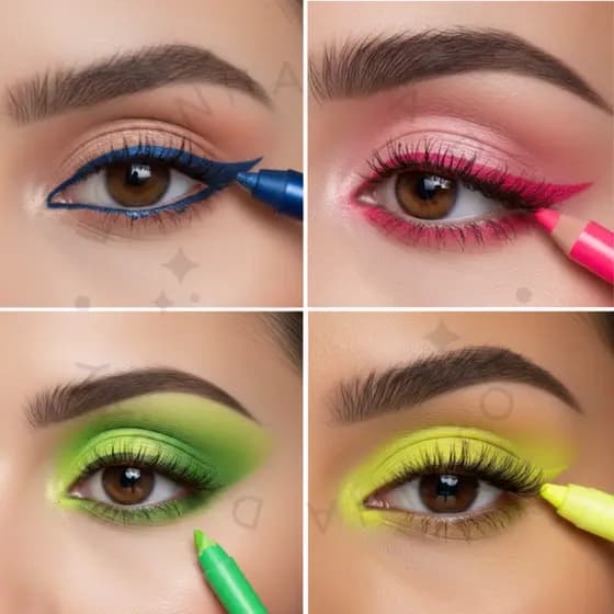 Lápis de Olho Delineador Colorido com Glitter Neon Fácil de Aplicar Resistente à Água Copa do Mundo