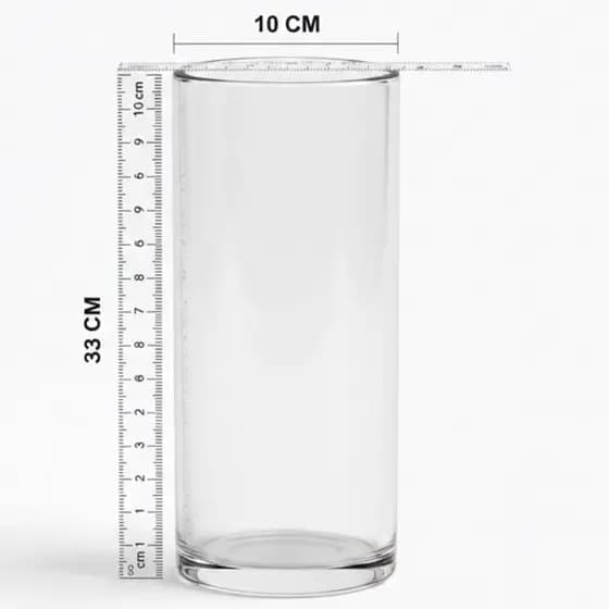 Vaso De Vidro Tubo Cilíndrico 33x10cm