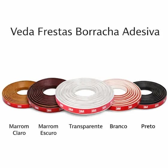 Veda Fresta Super Vedação Para Porta Com Adesivo Marca 3M Com 10 Metros Para Batente de Porta Janela
