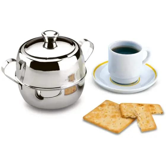 Açucareiro Aço Inox 500g de Mesa Com Tampa e Colher Zanella