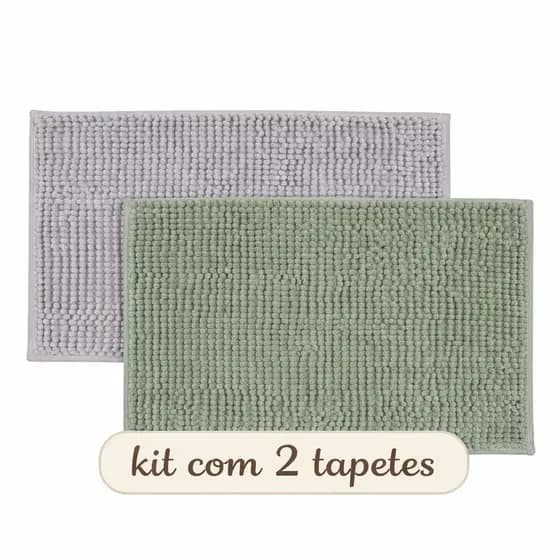 Kit 2 Tapete Bolinha Banheiro Antiderrapante Absorvente Microfibra Combo Barato Saída Box Piso Macio