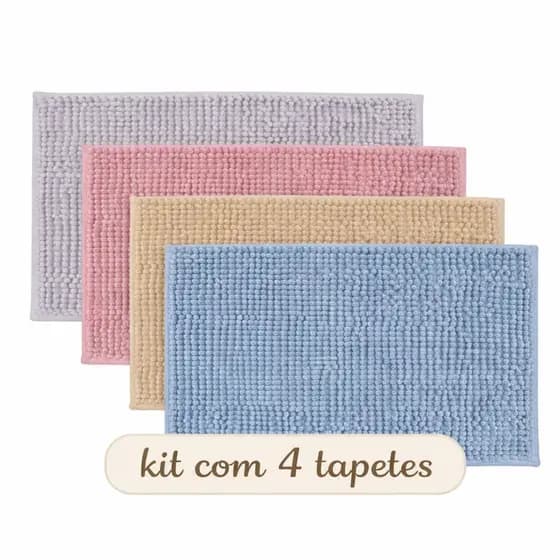 Kit 4 Tapete Banheiro Bolinha Microfibra Absorvente Antiderrapante Lindo Barato Saída Box Piso Macio