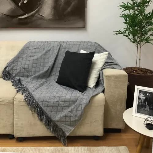 Xale Manta Para Sofá Decorativo Dia Das Mães Tecido Premium