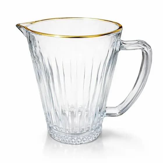 Jarra de Vidro Lyor 750ml Luxo Borda Dourada Cristal Premium Mesa Posta Água Suco