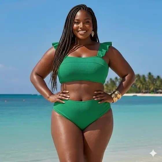 Biquíni Plus Size GG 46/50 Texturizado Suplex Hot Pants Manguinha