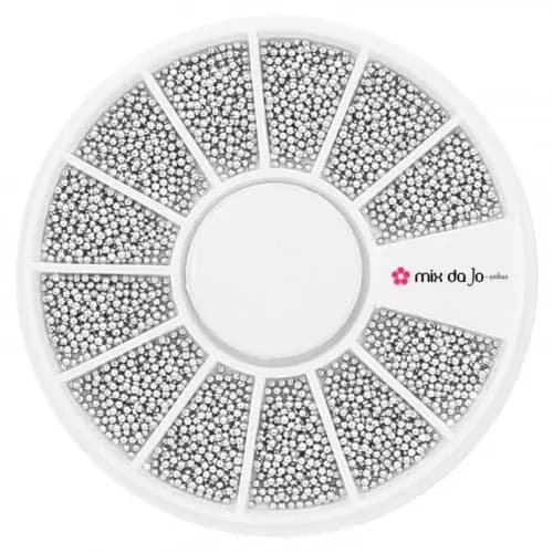 Disco Caviar De Metal Branco 1mm Para Decoração De Unhas