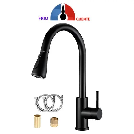 Torneira Cozinha Monocomando Mesa Bico Móvel Cromada Aço Inox