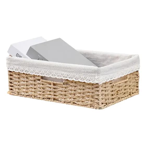 Cesto Decorativo Fibra Natural Extra Grande Forro Removível Organizador Multiuso Versátil