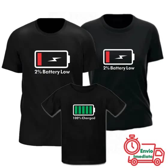 Kit Familia 3 Camisetas Bateria Acabando 100% Algodão