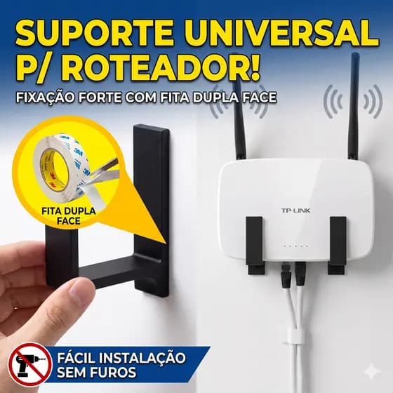 Suporte Roteador Parede Sem Furo Fita 3M Dupla Face Organizador WiFi Universal Modem
