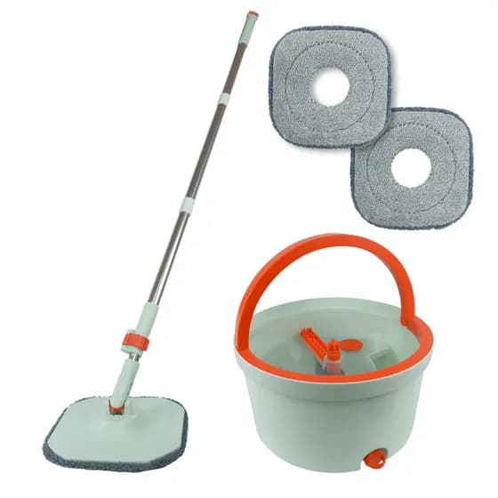 Mop Esfregão giratório 360° + Refil Para Limpeza 6 Litros (Separa Água Suja e Limpa)