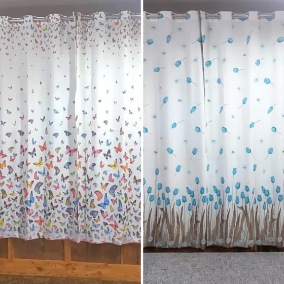Cortina Estampada Para Sala E Quarto Tulipa Azul 2,80x1,80