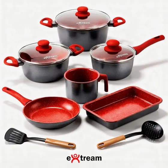 Jogo de Panelas Revestimento Ceramica Antiaderente Indução 8 peças Extream