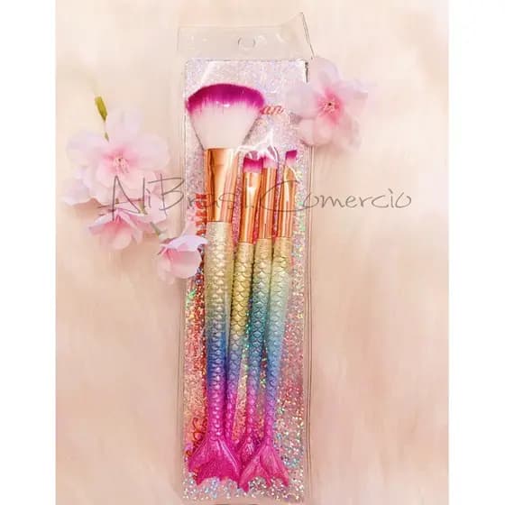 Kit Pincel Sereia de Maquiagem Para Sobra Blush Contorno Pó Sombra novas cores pronto entrega