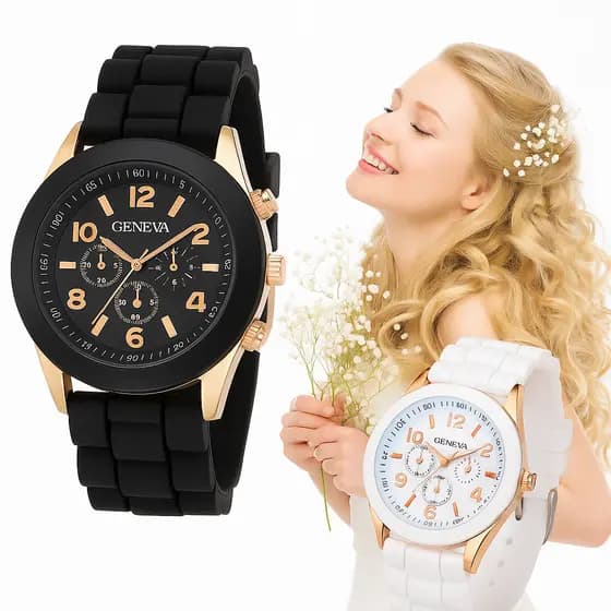 2025 Relógio Feminino Pulseira Silicone Geneva Quartzo Relógios Pulso Digital Mulher Casual Luxo Acessórios Moda