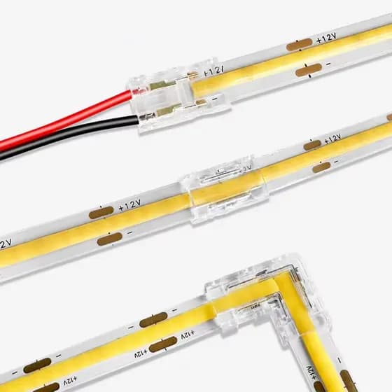 Kit Conectores Tiras Encaixe Fita Led Cob 8mm 12v 24V Todas as Cores 16cm