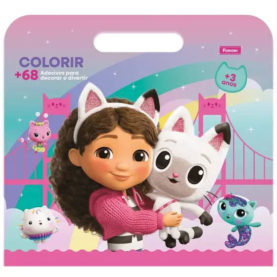 Álbum Maleta Para Colorir Casa Mágica Da Gabby 8 Folhas Foroni