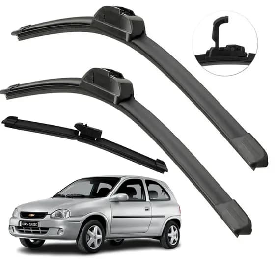 Kit Limpador De Parabrisa Dianteiro + Traseiro Corsa 1994 2001 +BRINDE