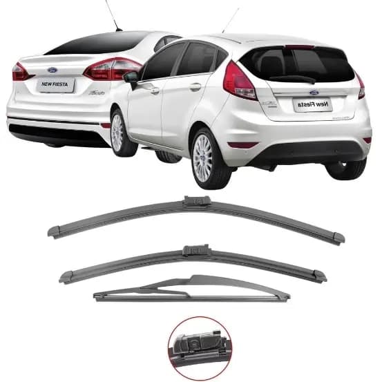 KIT 3 Palhetas Limpador Parabrisa Dianteiro + Traseiro New Fiesta Hatch/Sedan/Mexicano 2010 - 2019