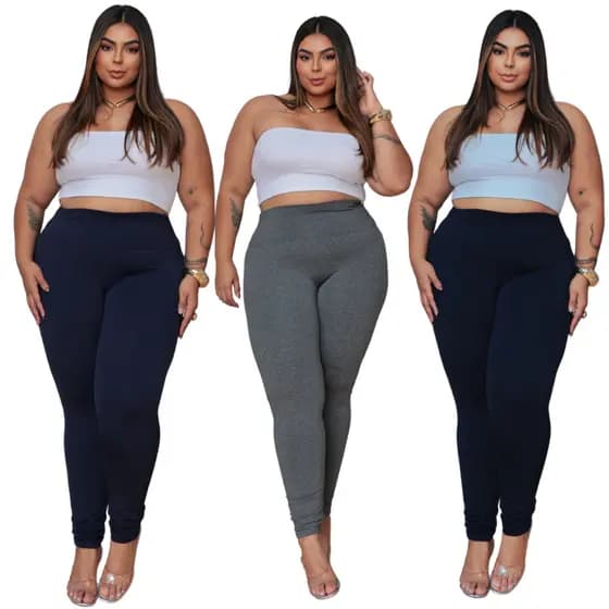 Kit 2 Calças Legging Plus Size Feminina Leg Suplex Academia Cintura Alta Levanta Bumbum