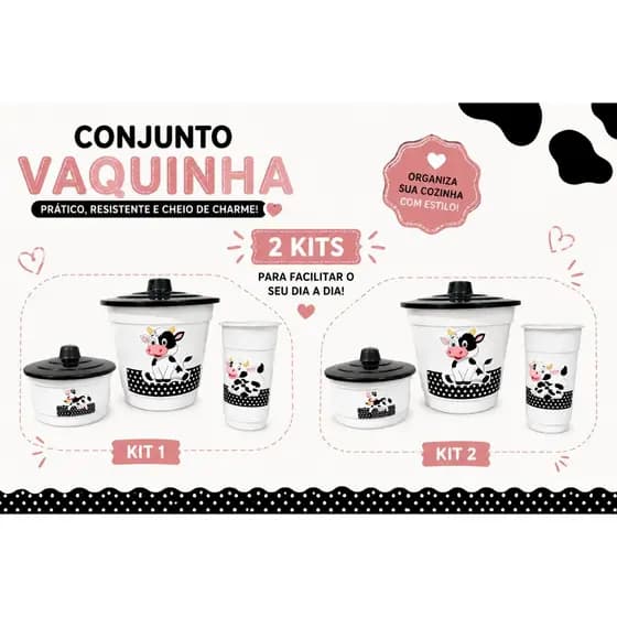 2 Kits de Kit Pia Vaquinha | Porta Detergente | Lixeira | Porta Sabão