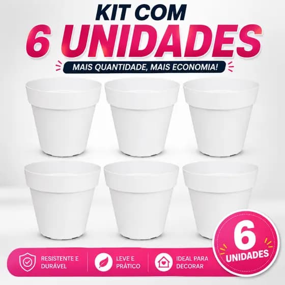 Vaso Decorativo Sampa 14x13 cm Branco | Cachepot Premium para Plantas Naturais e Artificiais | Design Moderno