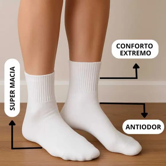 Kit 12 Pares Meia Cano Alto Meias Unisex Cano Médio Cano Longo Médio Veste 36 a0 44